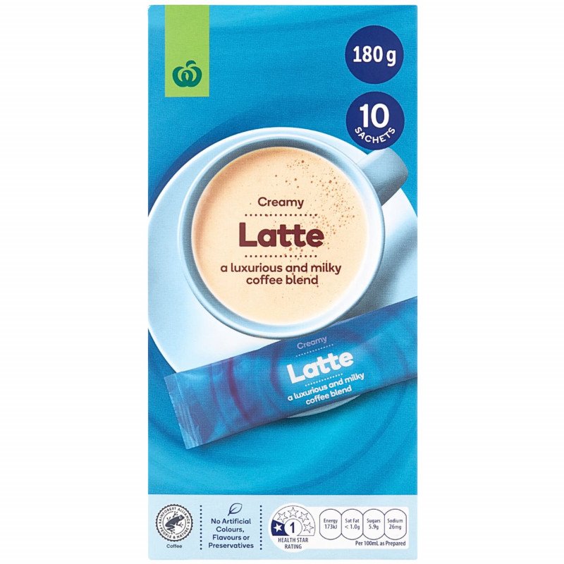 [Expiry Date: 28/01/2027] Woolworths Creamy Latte 10 Sachets Pack 180g