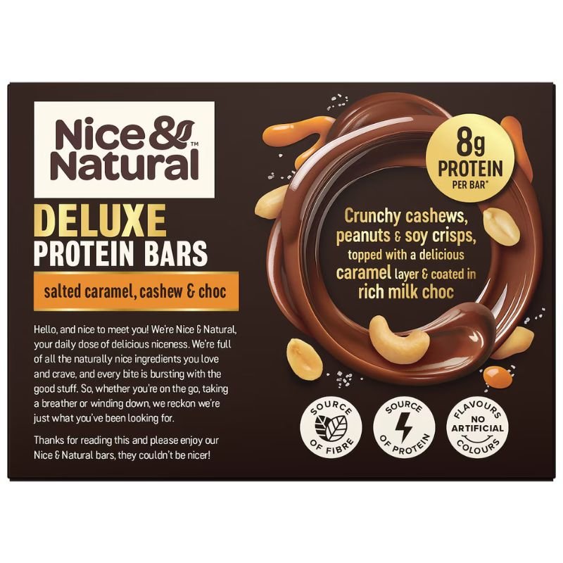 Nice & Natural Deluxe Protein Bar Salted Caramel Cashew & Choc 5 Pack 200g