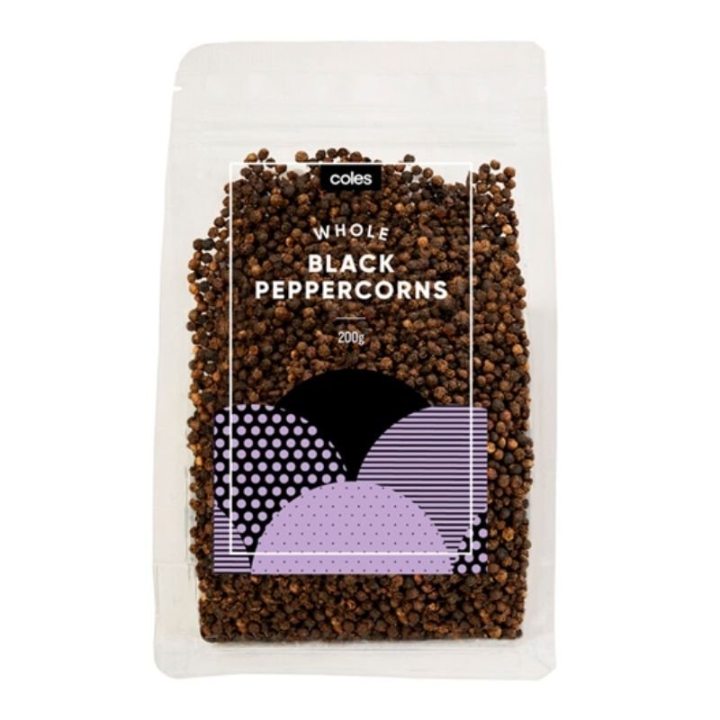 [Expiry: 26/11/2027] Coles Whole Black Peppercorn Refill Bag 200g