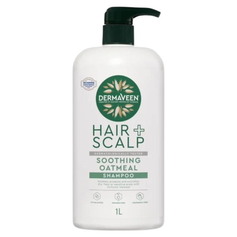 [Expiry: 08/2026] DermaVeen Hair+Scalp Soothing Oatmeal Shampoo 1 Litre