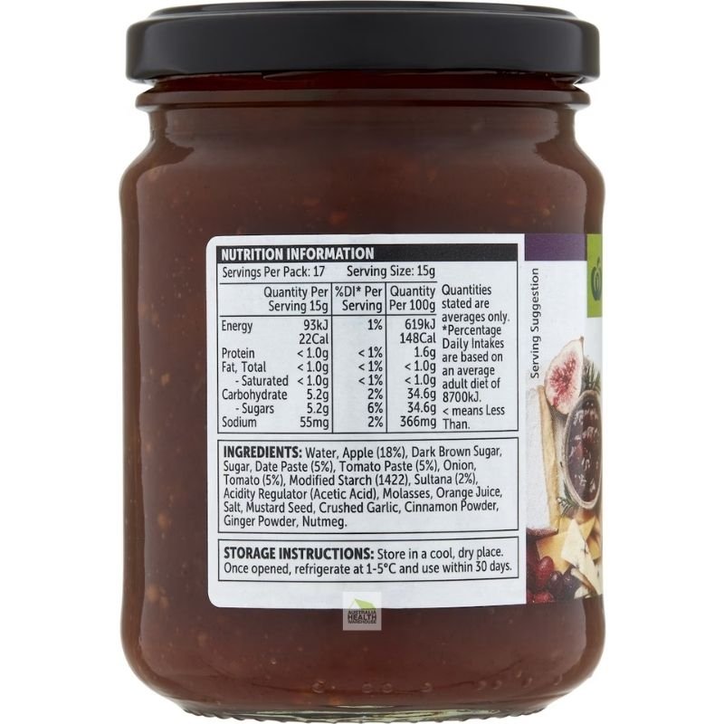 [Expiry Date :16/10/2027] Woolworths Fruit Chutney 260g |Oz Mart