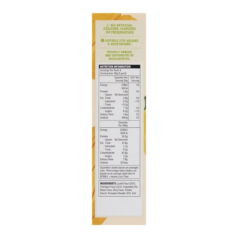 [Expiry: 16/02/2027] Woolworths Macro Lentil Bites Pumped Up Pumpkin 6 Packs 108g
