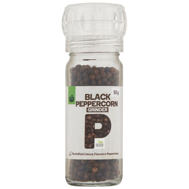 [Expiry: 04/2027] Woolworths Black Peppercorn Grinder 50g