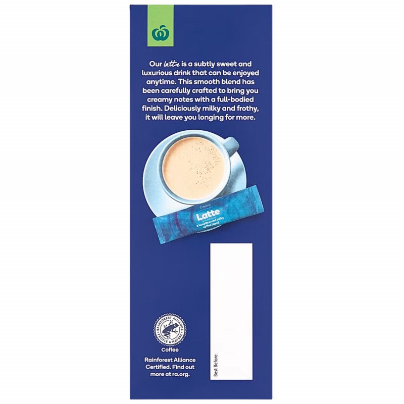 [Expiry Date: 28/01/2027] Woolworths Creamy Latte 10 Sachets Pack 180g