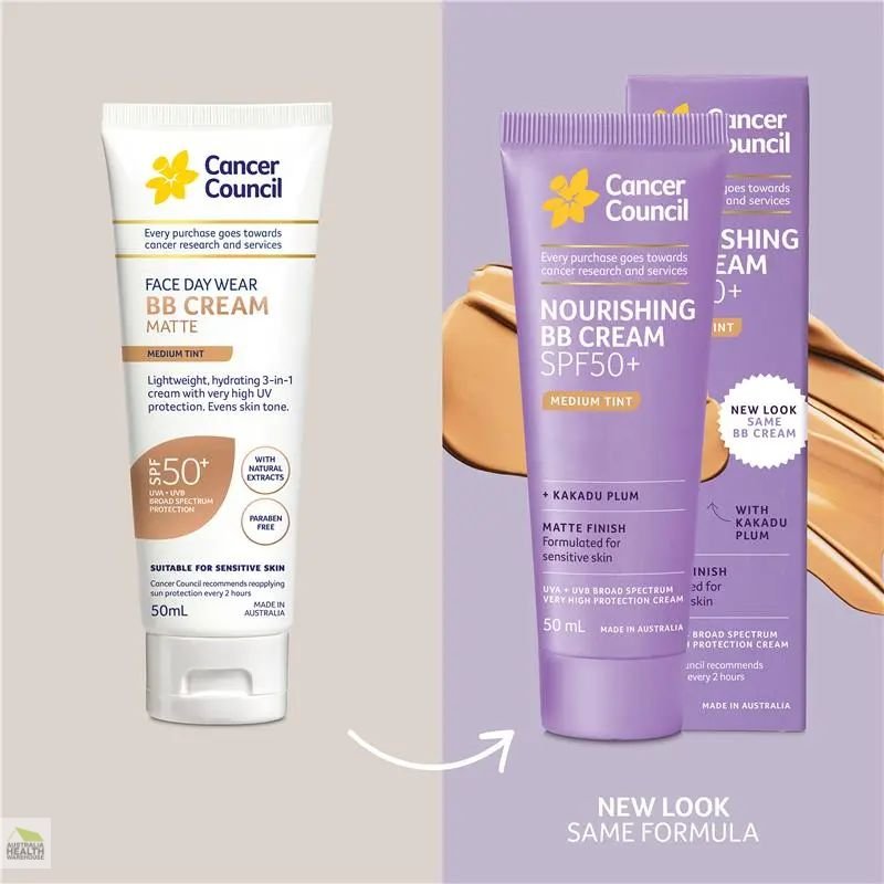 [Expiry: 03/2028] Cancer Council Face Day Wear BB Cream Matte Medium Tint SPF 50+ 50mL