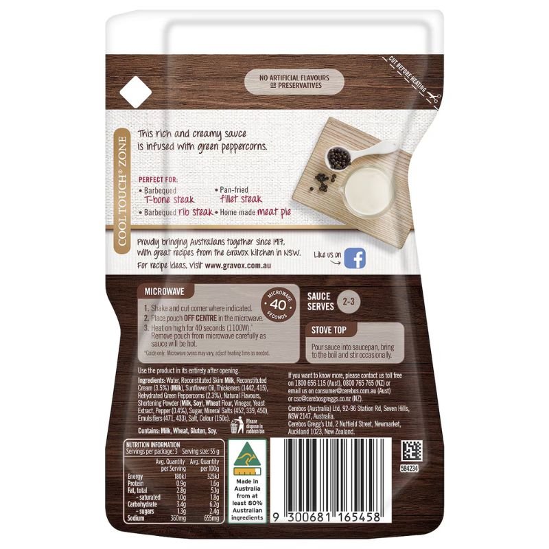 [Expiry Date: 26/08/2027] Gravox Peppercorn with Cream Sauce Liquid Pouch 165g