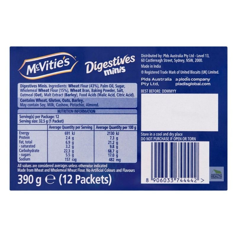 [Expiry: 06/01/2026] McVitie's Digestives Minis 12 Packs 390g