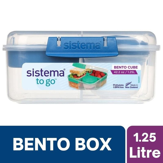 Sistema To Go Bento Cube Food Storage Container Assorted 1.25 Litre (BLUE)