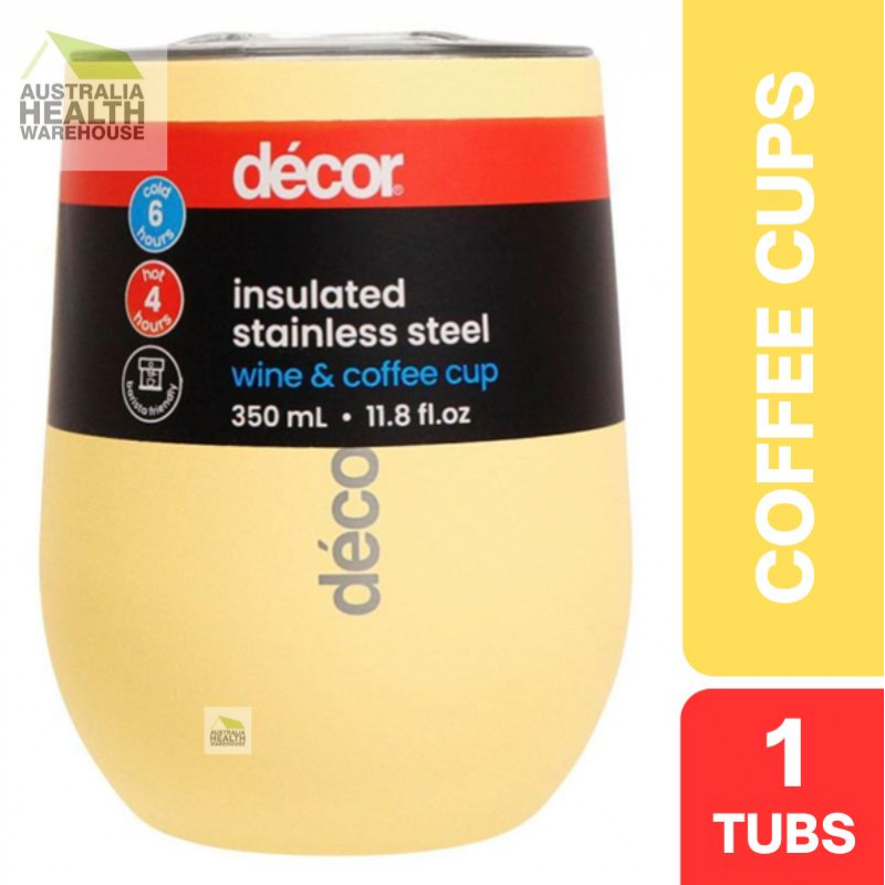 Decor Double Wall Wine & Coffee Cup 350mL (YELLOW)
