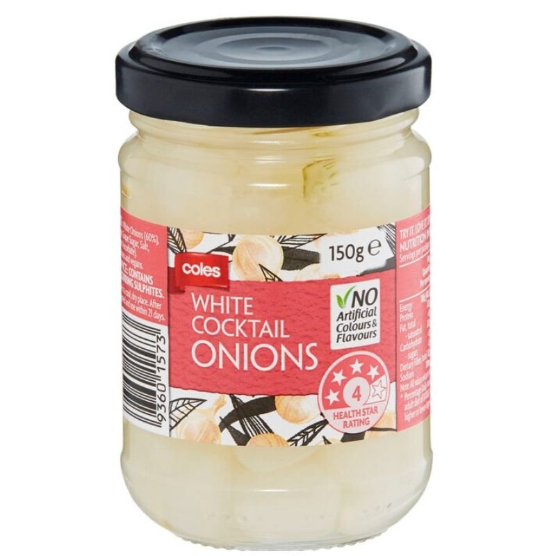 [Expiry: 30/10/2027] Coles Onions Cocktail White 150g