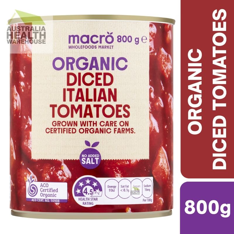 Woolworths Macro Organic Diced Italian Tomatoes 800g