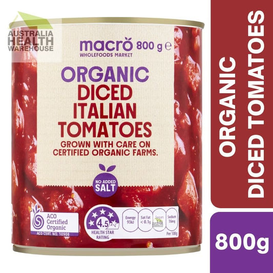 Woolworths Macro Organic Diced Italian Tomatoes 800g