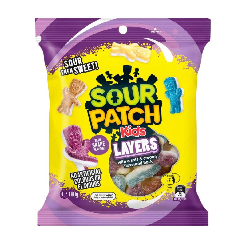 [Expiry Date: 19/11/2026] Sour Patch Kids Layered Lollies 190g