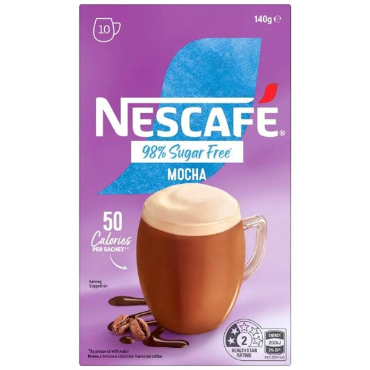 [Expiry Date: 07/2027] Nescafe 98% Sugar Free Mocha Coffee Sachets 10 Pack