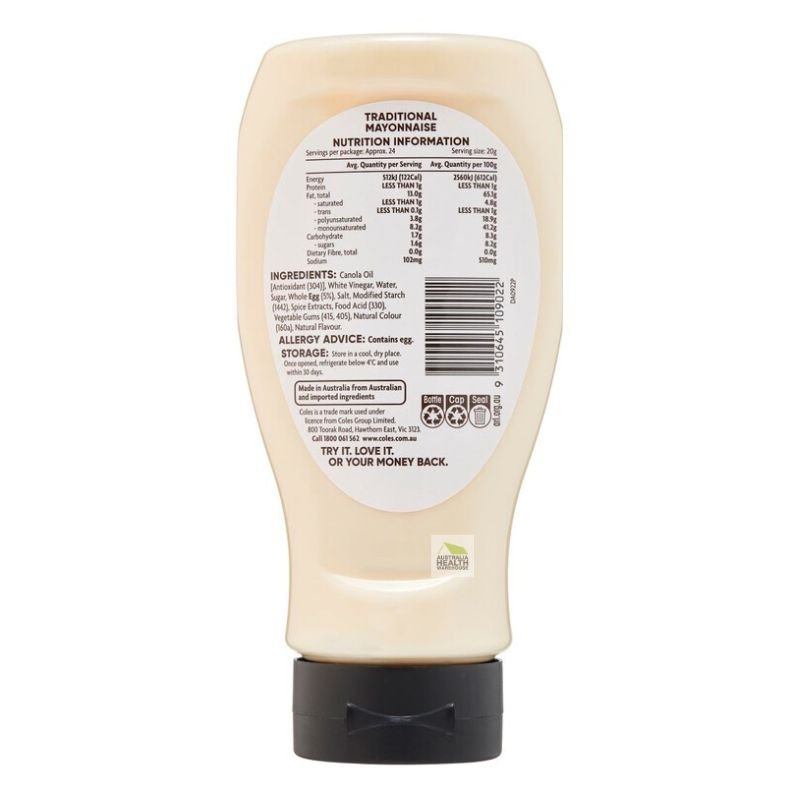 Coles Traditional Mayonnaise 470g