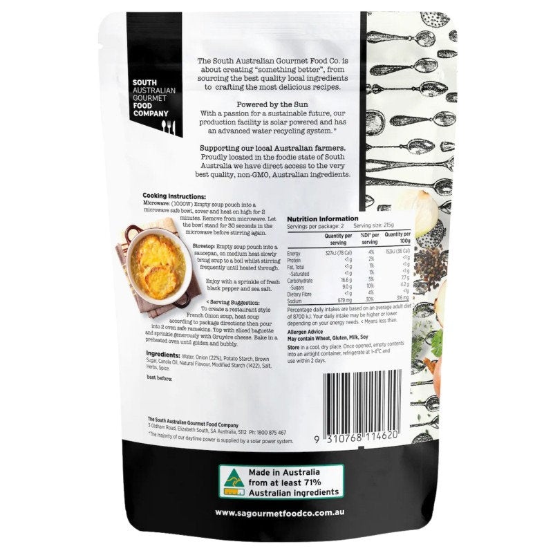 [Expiry Date: 29/09/2027] South Australian Gourmet Food Company Classique French Onion Soup 430g