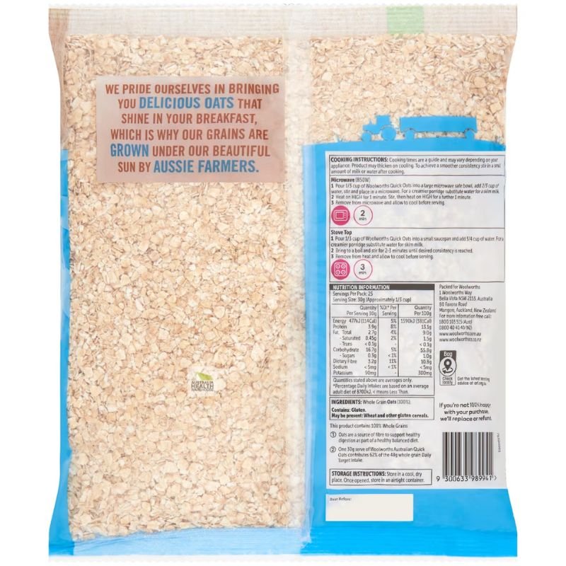[Expiry: 24/09/2026] Woolworths Quick Oats 750g