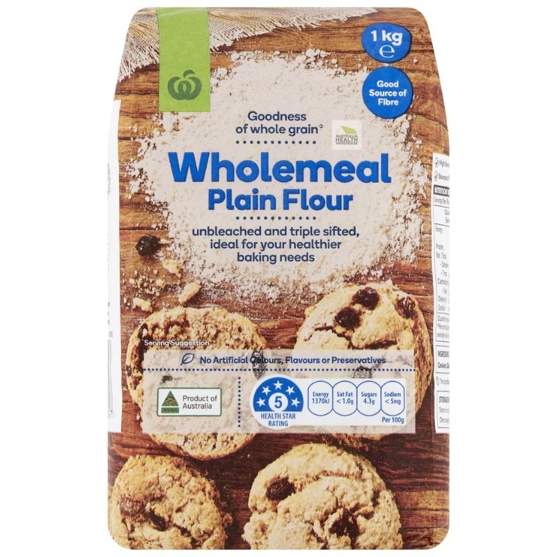 [Expiry Date: 22/09/2026] Woolworths Wholemeal Plain Flour 1kg