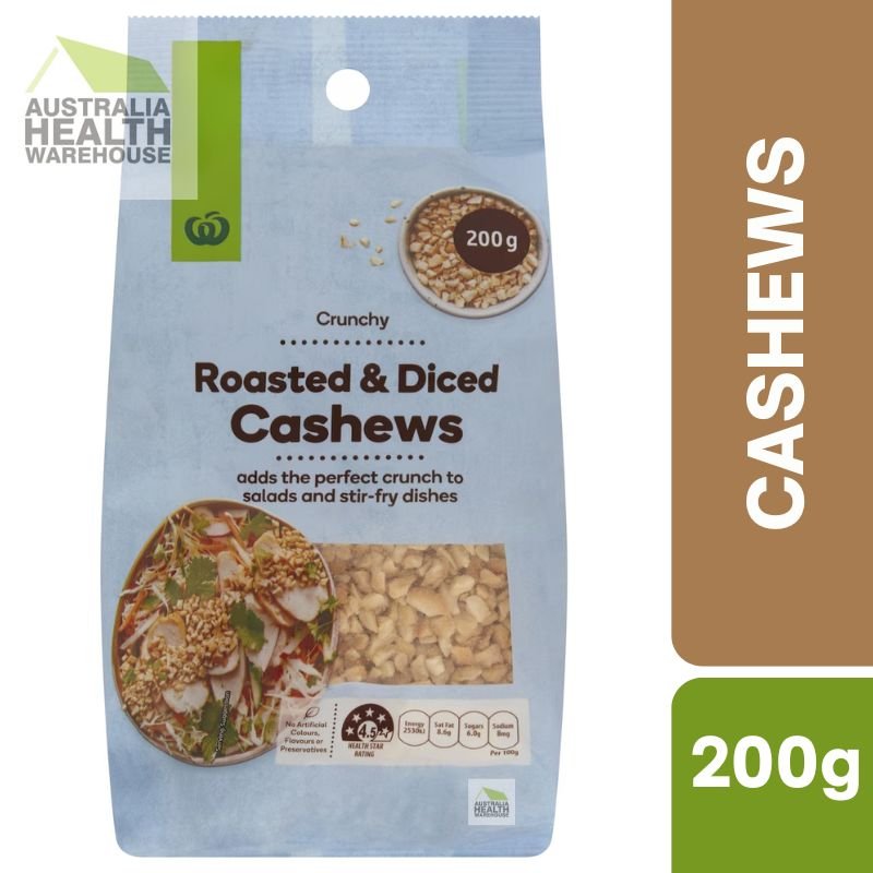 [Expiry Date: 19/09/2026] Woolworths Roasted & Diced Cashews 200g