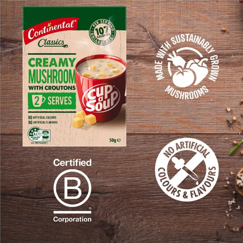 [Expiry: 02/02/2028] Continental Cup A Soup Creamy Mushroom With Croutons Serves 2 50g