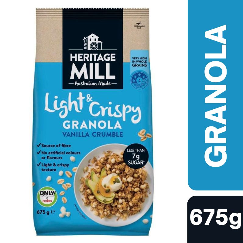 [Expiry Date: 14/04/2027] Heritage Mill Light & Crispy Granola Vanilla Crumble 675g