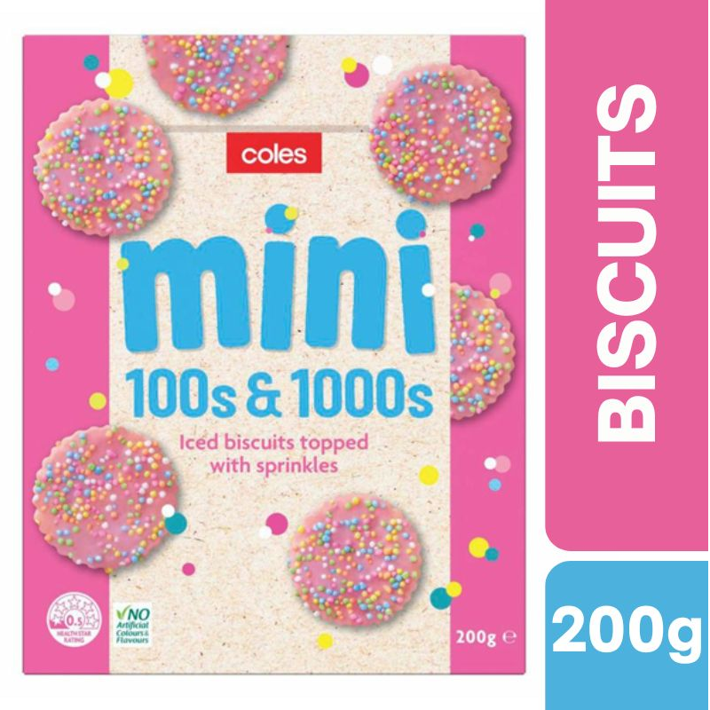 [CLEARANCE Expiry Date: 05/10/2026] Coles Mini 100's & 1000's Biscuits 200g