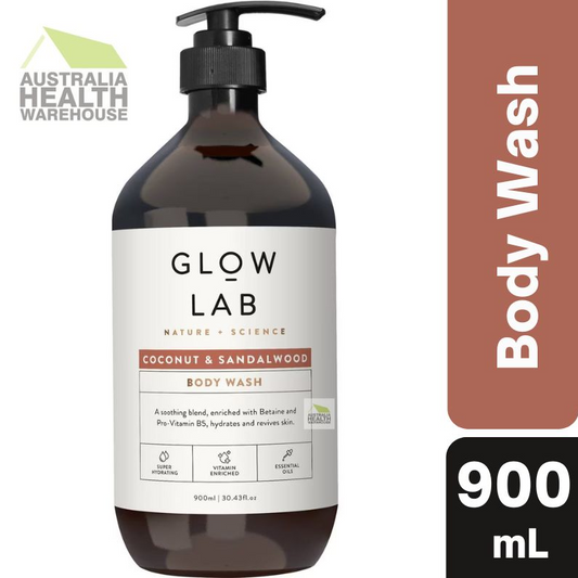 [DAMAGE BOTTLE Expiry: 01/2027] Glow Lab Coconut & Sandalwood Body Wash 900mL