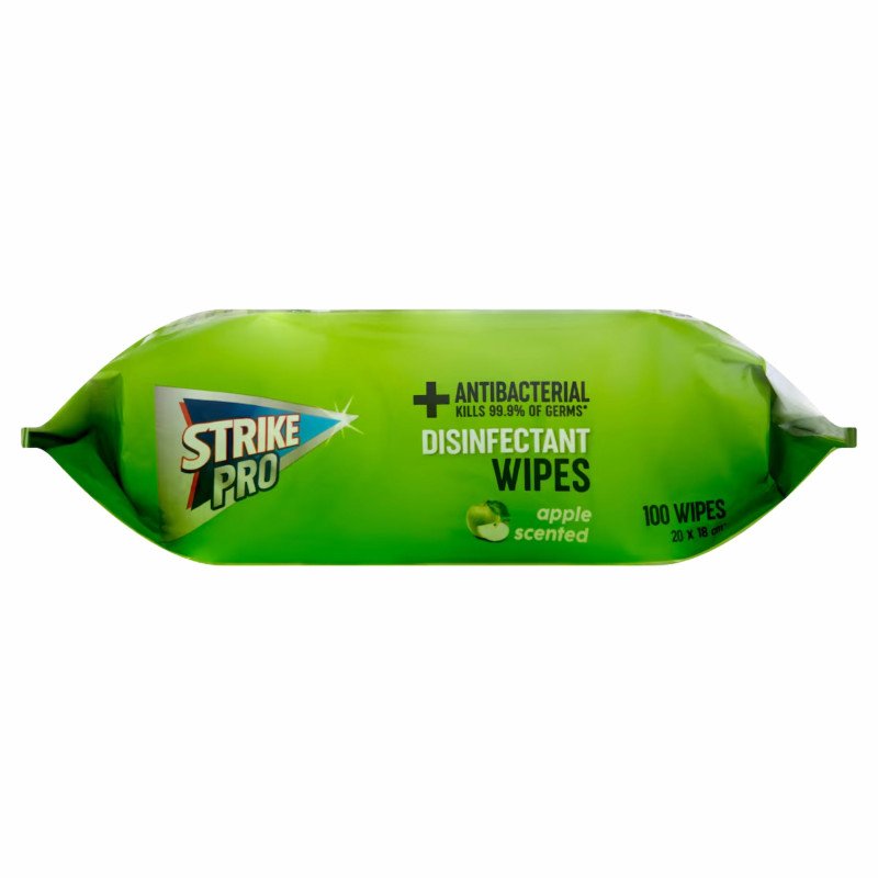 [Expiry Date: 13/01/2028] Strike Pro Antibacterial Disinfectant Wipes Apple 100 Wipes