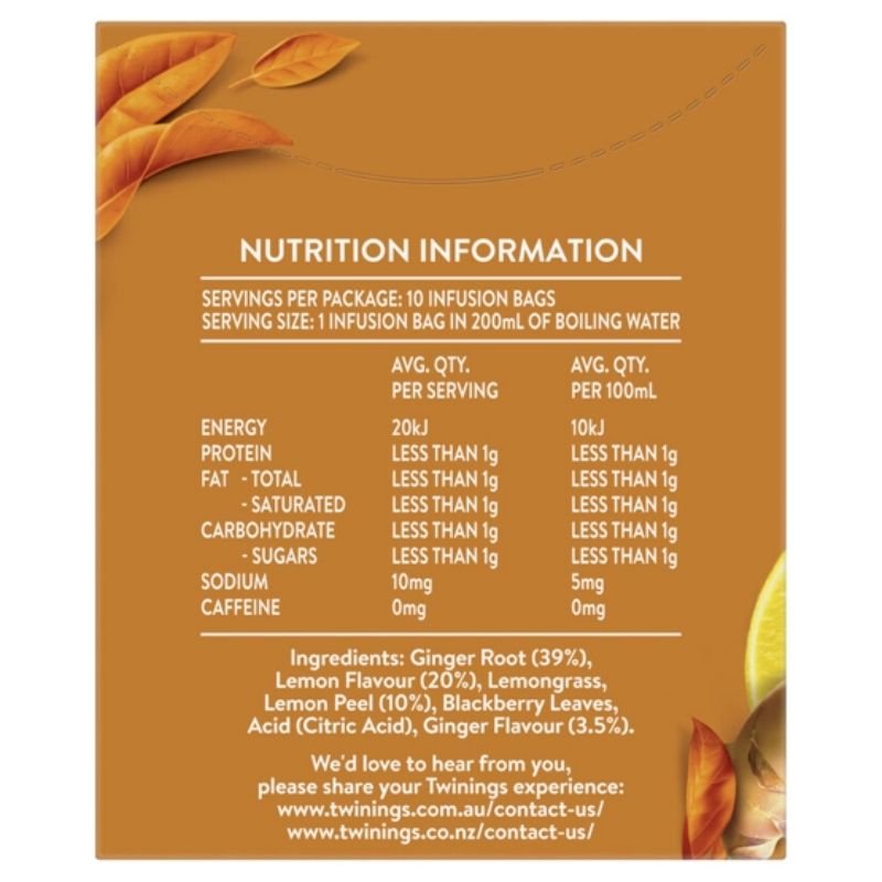 [Expiry: 06/07/2028] Twinings Lemon & Ginger Infusions Tea Bags 15g