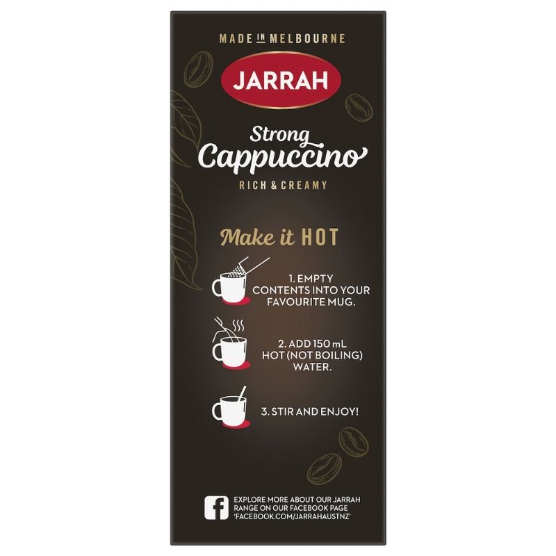 [Expiry Date: 27/04/2027] Jarrah Strong Cappuccino Sachets 10 Pack 125g