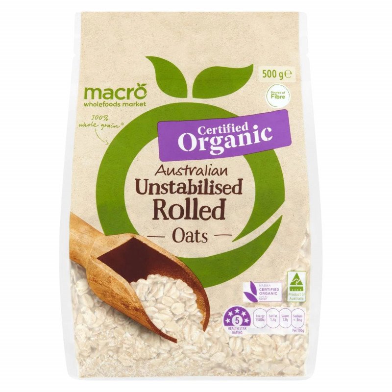 [Expiry Date: 12/03/2026] Woolworths Macro Organic Australian Unstabilised Rolled Oats 500g