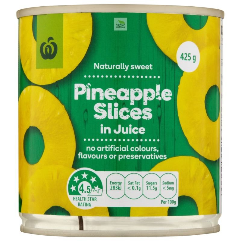 Woolworths Pineapple Slices In Juice 425g