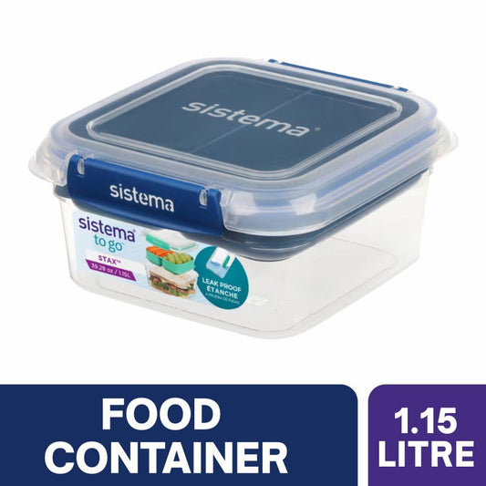 Sistema To Go Rectangle Stax Food Container 1.15 Litre (Blue)