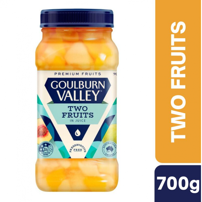 [CLEARANCE Expiry: 30/06/2026] Goulburn Valley Two Fruits In Juice 700g