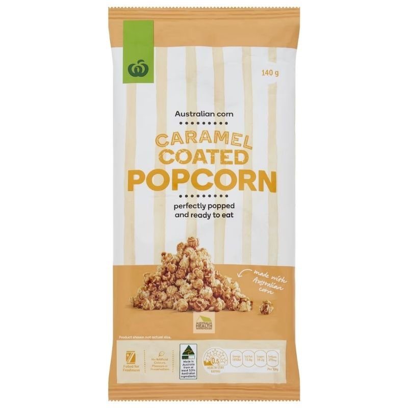 Woolworths Caramel Coated Popcorn 140g
