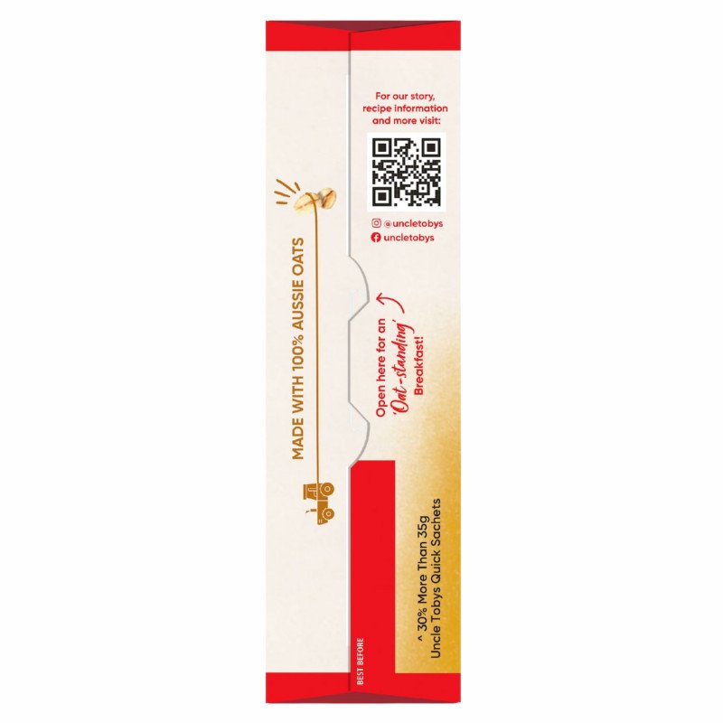 [Expiry Date: 19/03/2027] Uncle Tobys Oats Quick Sachets Banana & Honey Big Bowl Porridge 8 Pack 368g