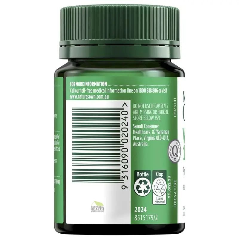 [Expiry: 08/2027] Nature's Own Vitamin B6 100mg 60 Tablets