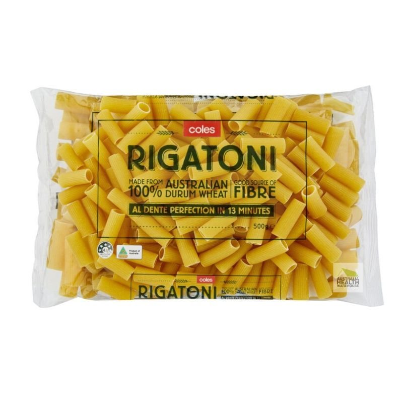 [Expiry:04/11/2027] Coles Durum Wheat Pasta Rigatoni 500g