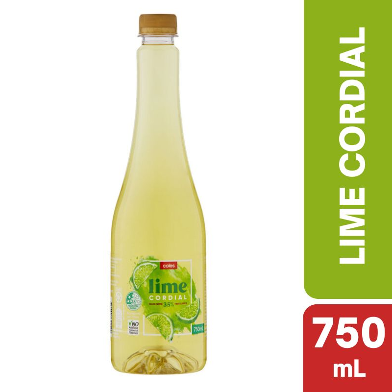 Coles Lime Cordial 750mL