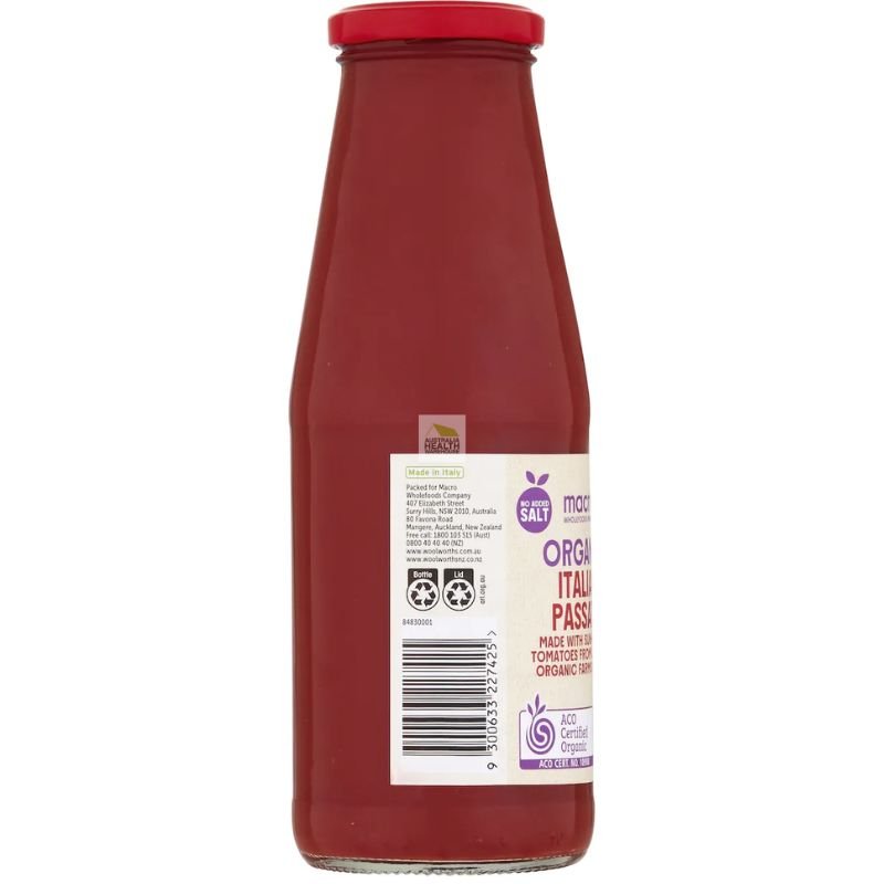 [Expiry: 31/08/2027] Woolworths Macro Organic Passata 700g