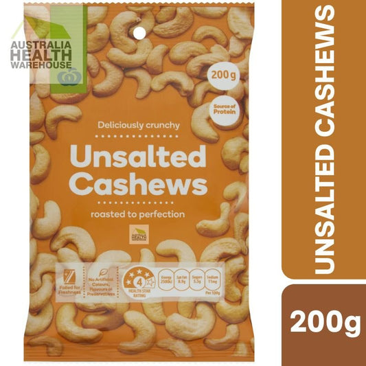 [Expiry: 24/06/2026] Woolworths Unsalted Cashews 200g