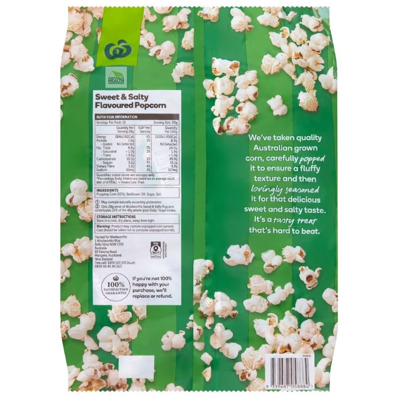 [CLEARANCE Expiry: 01/04/2026] Woolworths Sweet & Salty Popcorn 10 Pack 200g