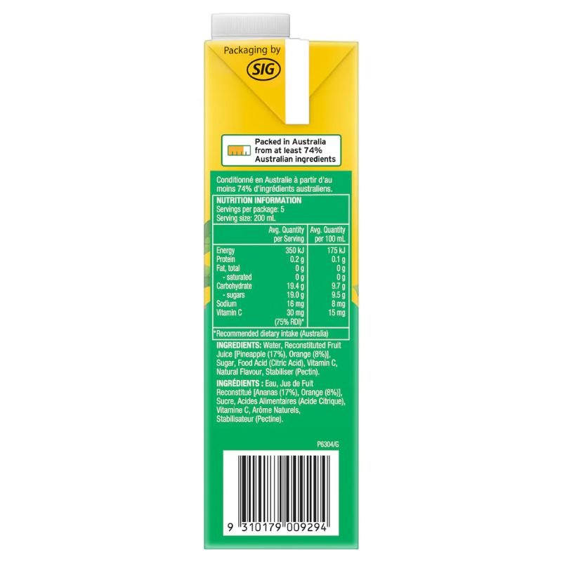 [Expiry Date: 08/10/2026] Golden Circle Pine Orange Fruit Drink 1 Litre