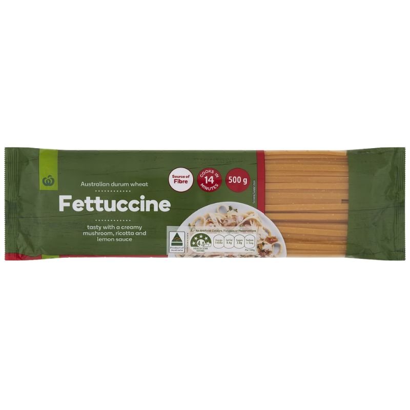 [Expiry Date: 22/06/2027] Woolworths Pasta Fettuccine 500g