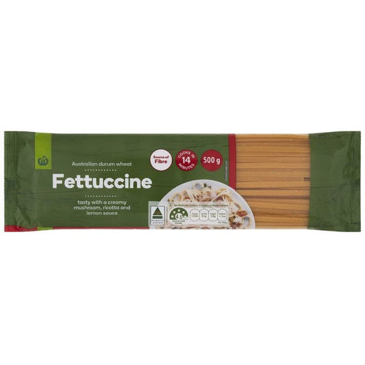 [Expiry Date: 22/06/2027] Woolworths Pasta Fettuccine 500g