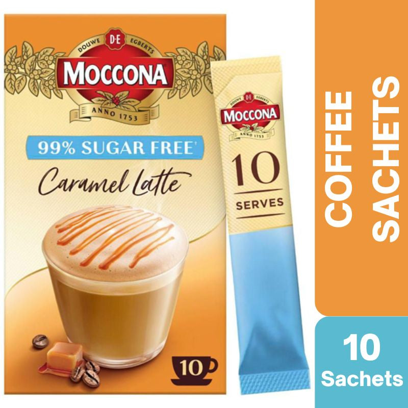 [Expiry Date: 12/07/2027] Moccona 99% Sugar Free Caramel Latte Coffee 10 Sachets