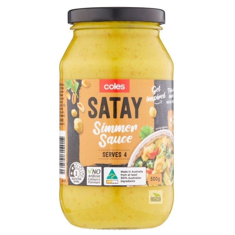 [CLEARANCE Expiry: 21/11/25] Coles Satay Simmer Sauce 500g