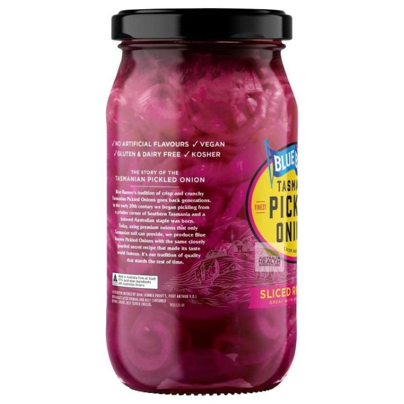 [Expiry: 19/12/2026] Blue Banner Pickled Sliced Red Onions 525g