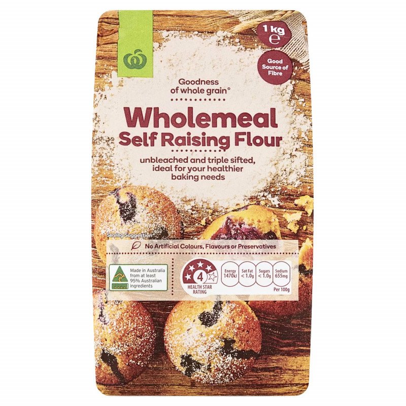 [CLEARANCE Expiry Date: 30/09/2026] Woolworths Wholemeal Self Raising Flour 1kg