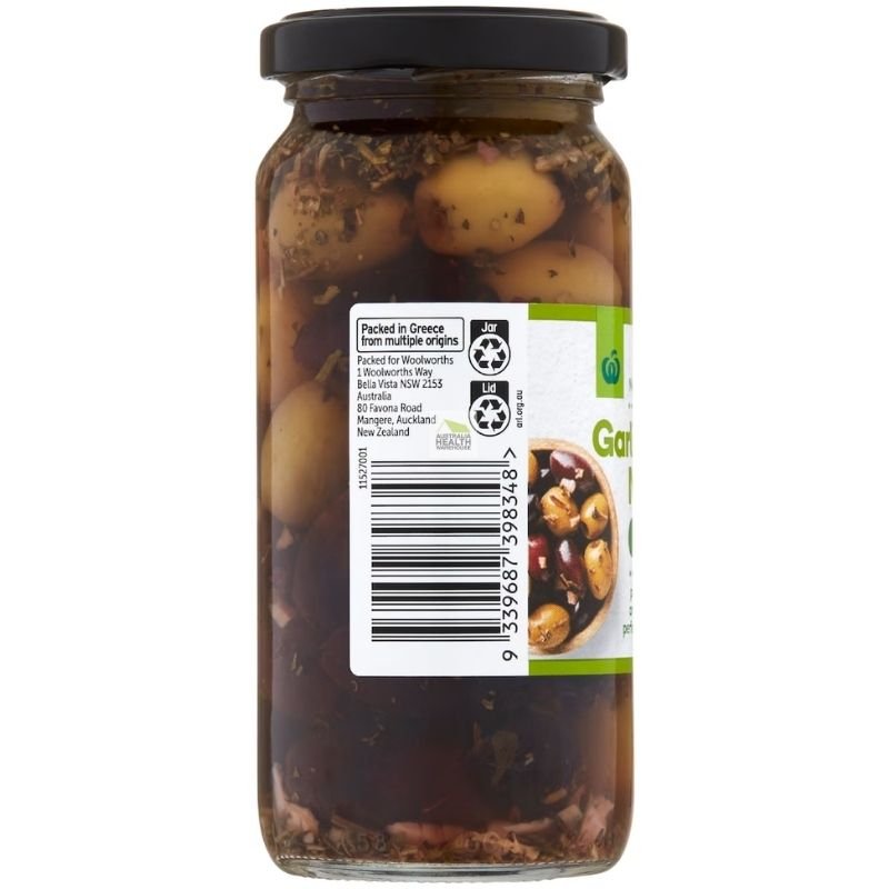 [Expiry Date :16/10/2027] Woolworths Garlic & Herb Mixed Olives 230g |Oz Mart